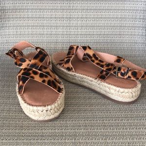 Madewell Malia Espadrille Leopard Platform Sandals Size 9